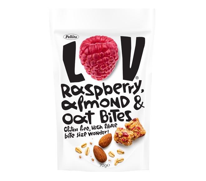 PELLITO LOV Oat Bites 70g – Raspberry & Almond