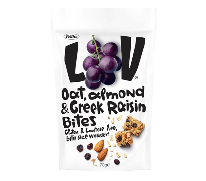 PELLITO LOV Oat Bites 70g – Greek Raisin & Almond