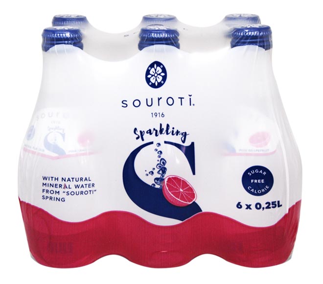 SOUROTI sparkling water 6x250ml – Pink Grapefruit
