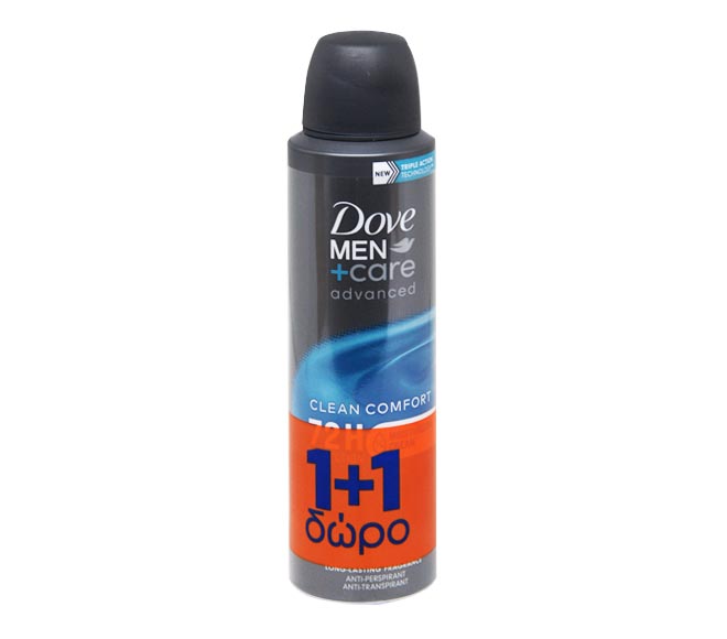 DOVE Men deodorant spray 150ml – Clean Comfort (1+1 FREE)