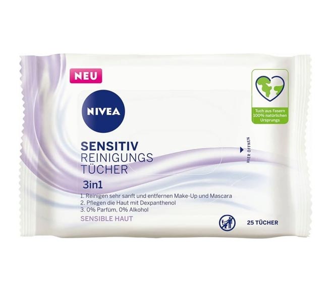 NIVEA Sensitive De-makeup wipes 3 in 1 25 wipes