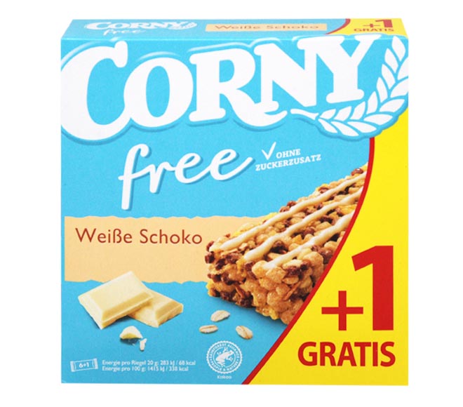 CORNY bars sugar free 7X20g – White Chocolate (6+1 FREE)
