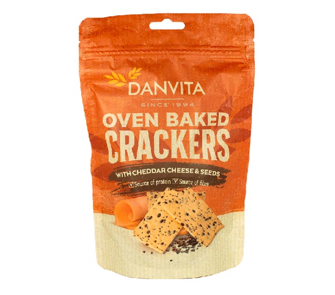 DANVITA Oven Baked Crackers 100g – Cheddar Cheese & Seeds
