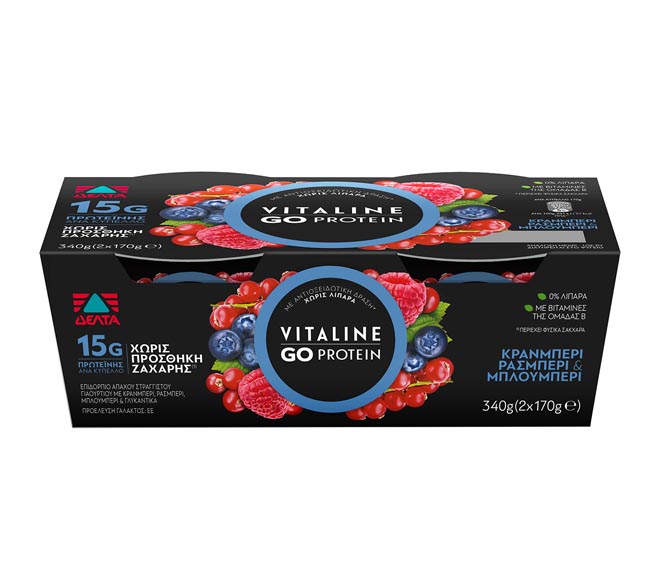 fruit yogurt DELTA Vitaline Go Protein 2X170g (340g) – Cranberry, Rasberry & Blueberry