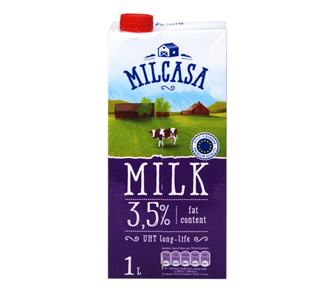 long life MILCASA full fat milk 3.5% fat 1L
