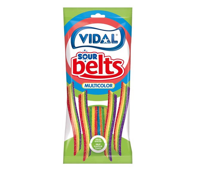VIDAL Sour Belts multicolor candy sticks 90g – fruit flavor