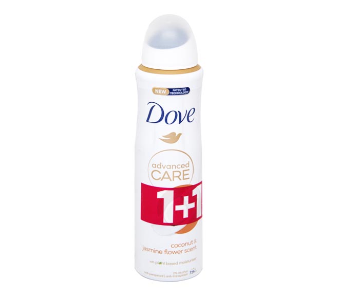 DOVE Advanced Care deodorant spray 150ml – Coconut & Jasmine Flower Scent (1+1 FREE)