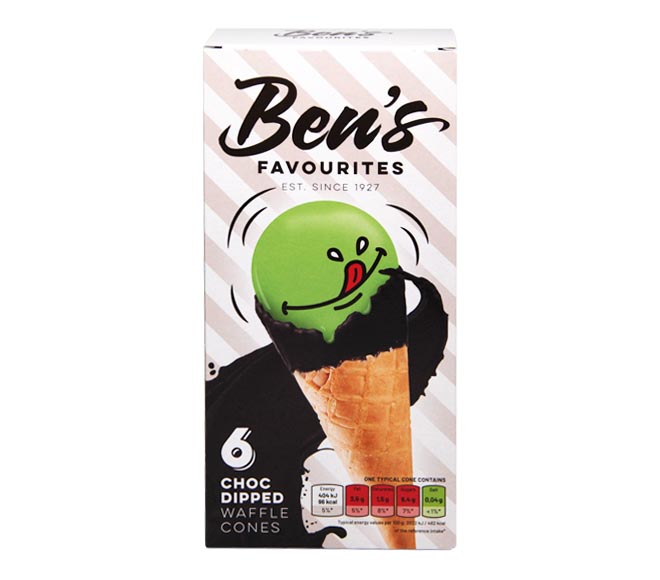 BEN’S waffle cones 6pcs 120g – Choc Dipped