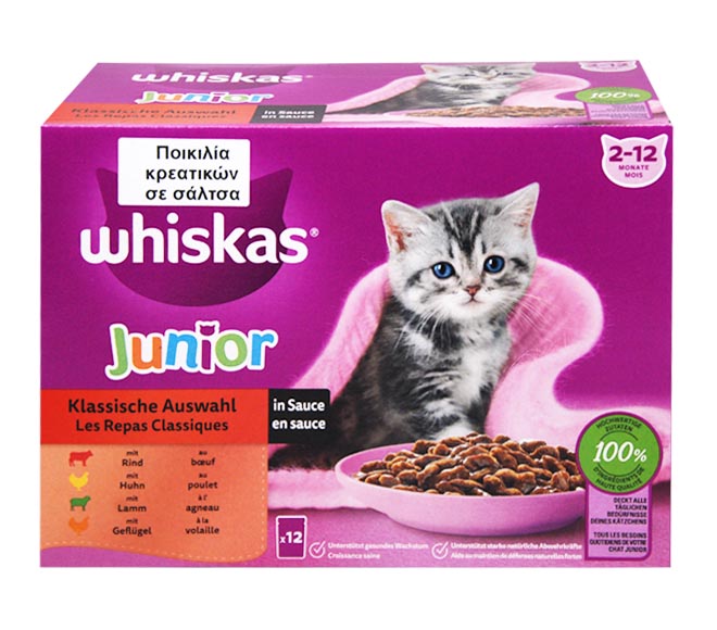 cat WHISKAS Junior Pouch – Meat Selection12 x 85g