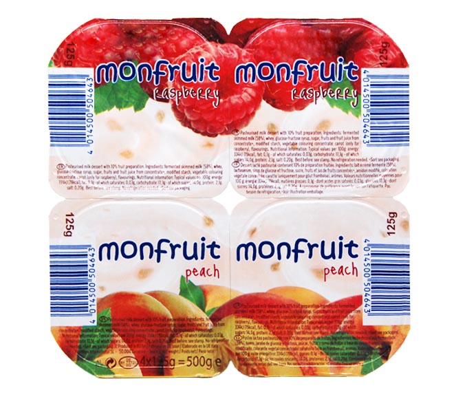 fruit yogurt MONFRUIT 4x125g raspberry & peach