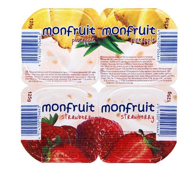 fruit yogurt MONFRUIT 4x125g pineapple & strawberry