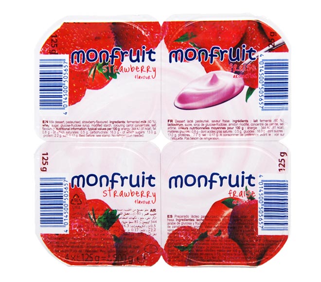 fruit yogurt MONFRUIT 4x125g strawberry flavour