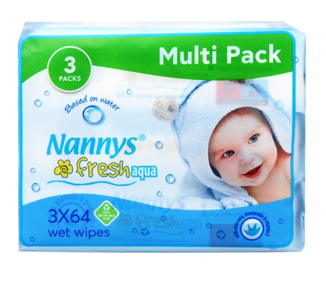 NANNYS fresh baby wipes with water 64pcs (2+1 FREE)