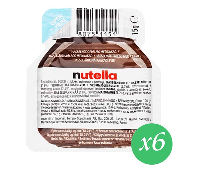 spread NUTELLA cocoa with hazelnuts 6x15g