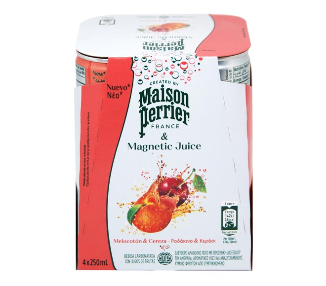 MAISON PERRIER sparkling water 4 x 250ml – Peach & Cherry