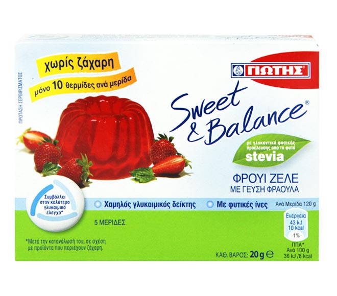 jelly YIOTIS sweet & balance strawberry flavour with stevia 20g