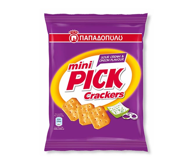 PAPDOPOULOS PICK mini crackers 70g – Sour Cream & Onion Flavour
