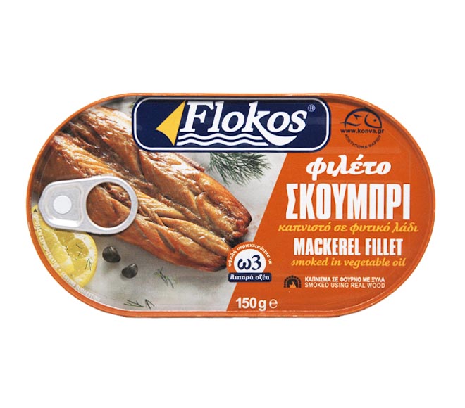 FLOKOS Mackeler Fillet 150g – Smoked in Vegetable Oil