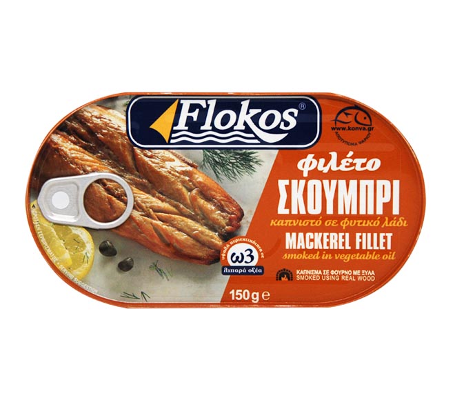 FLOKOS Mackeler Fillet 150g – Smoked in Vegetable Oil