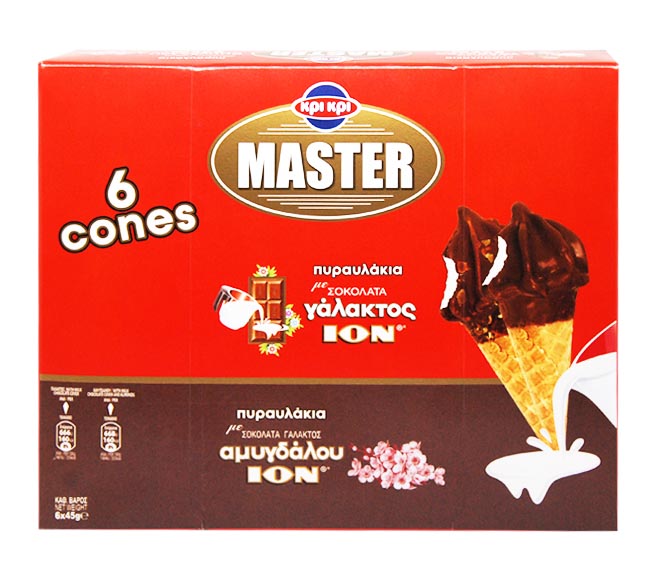 ice cream KRI KRI – MASTER mini cones 6 pieces (6x45g) –  with ION milk chocolate & almonds