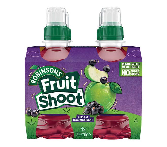 ROBINSONS Fruit Shoots 4x200ml (No Added Sugar) – Apple & Blackcurrant