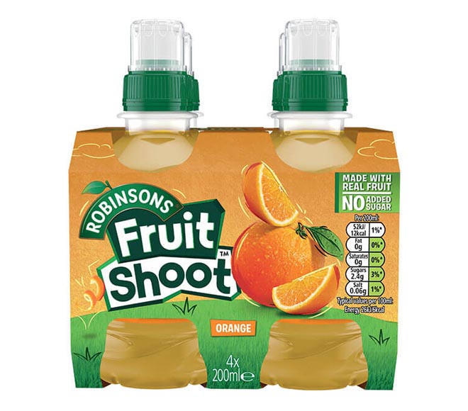 ROBINSONS Fruit Shoots 4x200ml (No Added Sugar) – Orange