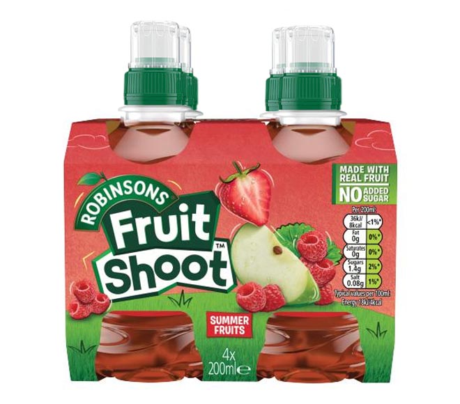 ROBINSONS Fruit Shoots 4x200ml (No Added Sugar) – Summer Fruits