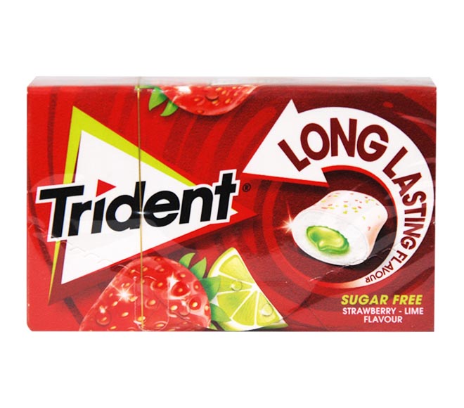 gum TRIDENT long lasting strawberry lime flavour sugar free 22g