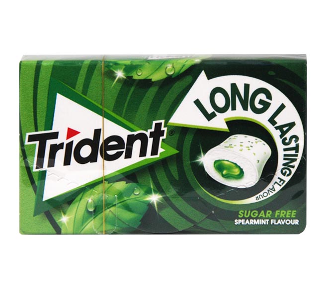 gum TRIDENT long lasting spearmint flavour sugar free 22g