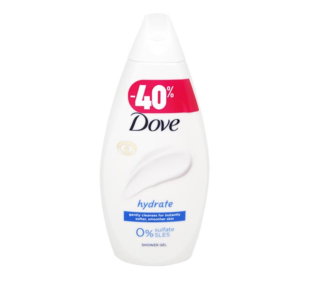 DOVE shower gel 450ml – hydrate (40% OFF)