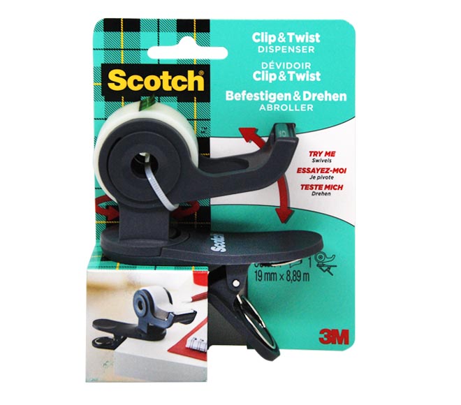 tape dispenser SCOTCH 3M Clip & Twist 19mm x 8.89m