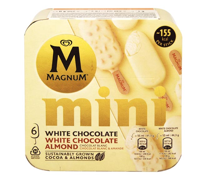 ice cream MAGNUM 330ml – mini 6 pieces  (6X55ml) – White Chocolate Almond