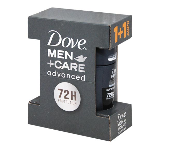 DOVE Men plus care advanced deodorant roll-on 50ml – Invisible Dry 72h (1+1 FREE)