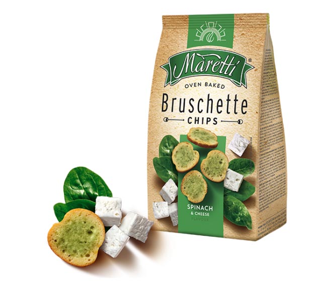 MARETTI Bruschette chips oven baked 70g – Spinach & Cheese