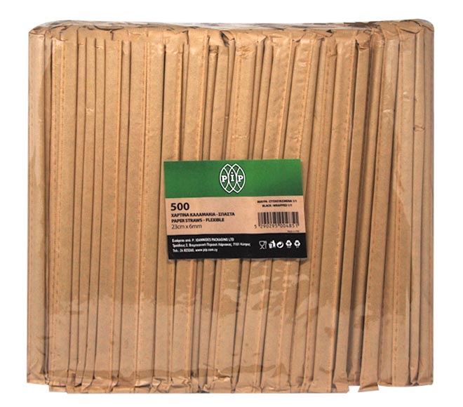 straws PIP paper flexible individually wrapped black 23cmX6mm 500pcs