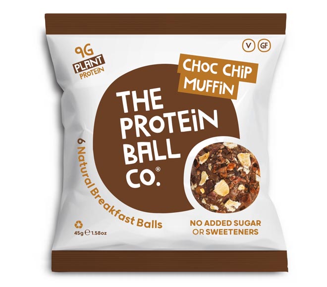 THE PROTEIN BALL CO natural energy balls 6×7.5g (45g) – Choc Chip Muffin