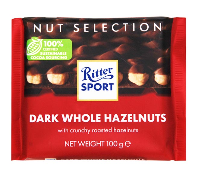 RITTER SPORT chocolate 100g – Dark Whole Hazelnuts