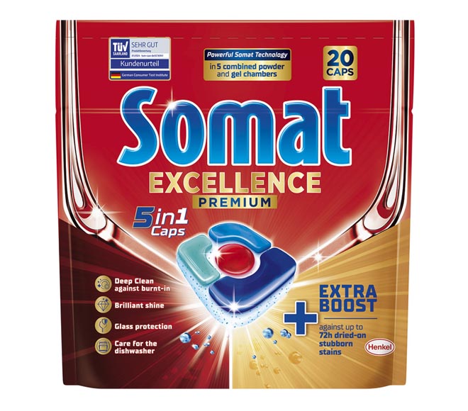 SOMAT dishwasher detergent Excellence premium 5in1 20 caps 372g