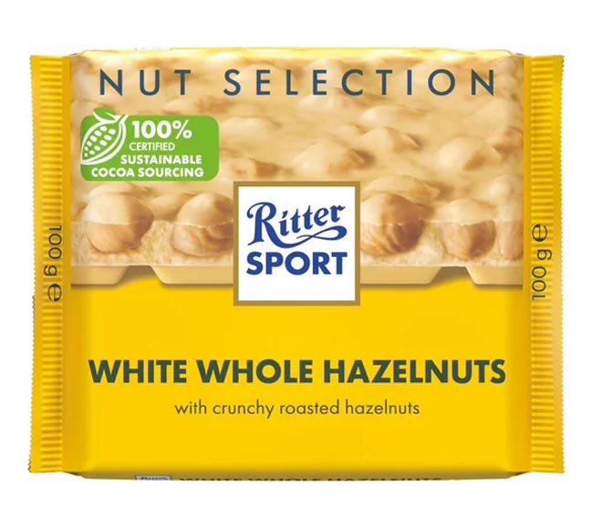 RITTER SPORT chocolate 100g – White Whole Hazelnuts