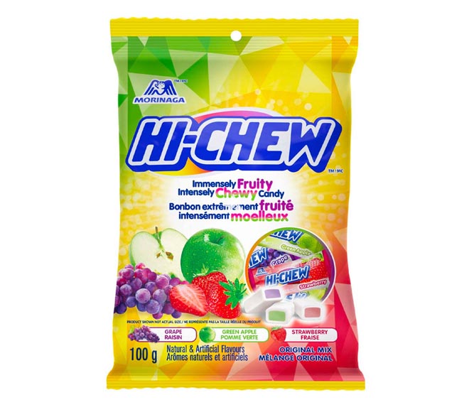 sweets HI-CHEW chewy candy 100g – Grape, Green Apple, Strawberry