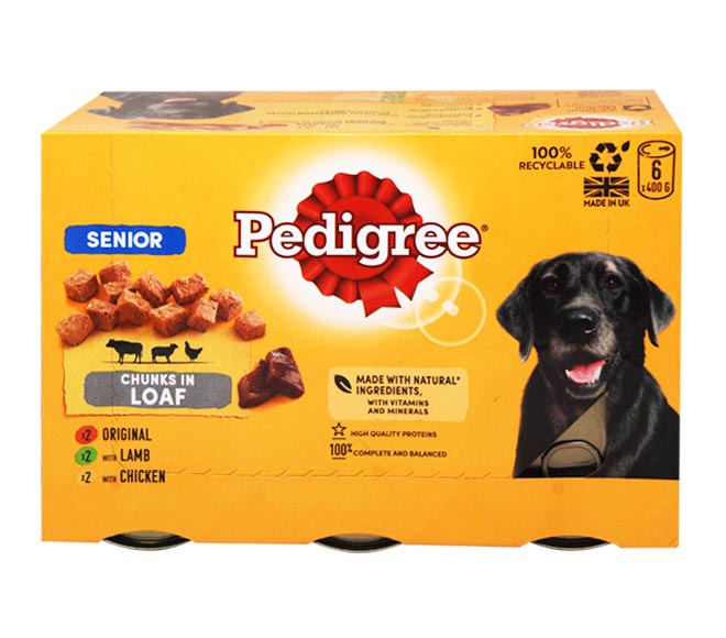 dog PEDIGREE chunks in loaf 6x400g (2x Original, 2x Lamb, 2x Chicken)