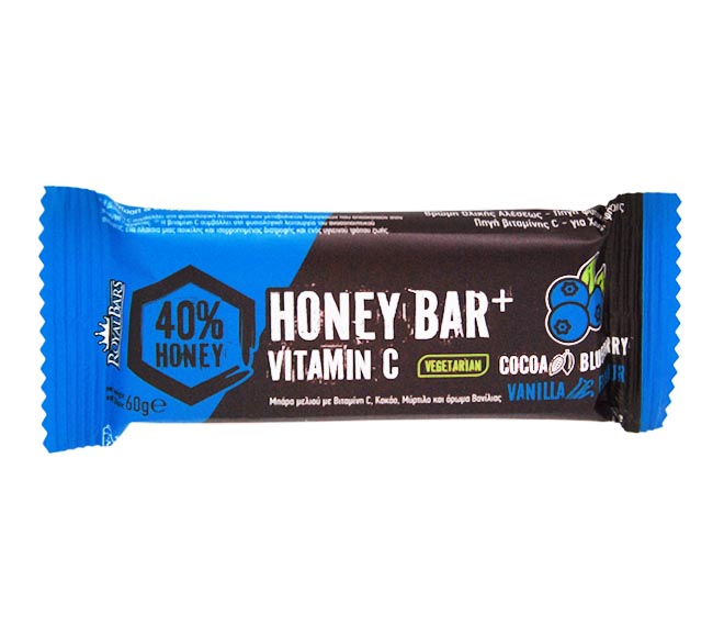 ROYAL BARS Honey Bar+ vitamin c 60g – Cocoa & Blueberry, Vanilla Flavour