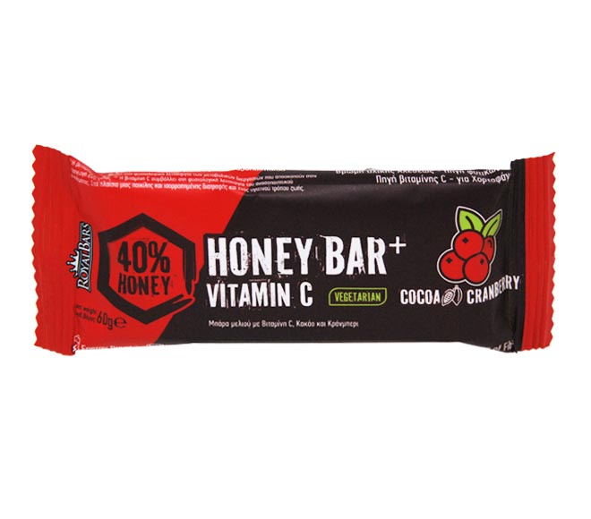 ROYAL BARS Honey Bar+ vitamin c 60g – Cocoa & Cranberry