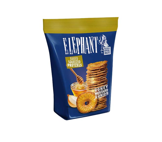 ELEPHANT Baked Squeezed Pretzel 70g – Honey Mustard & Onion