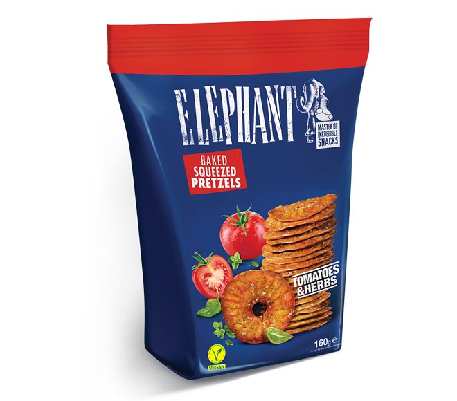 ELEPHANT Baked Squeezed Pretzel 160g – Tomatoes & Herbs