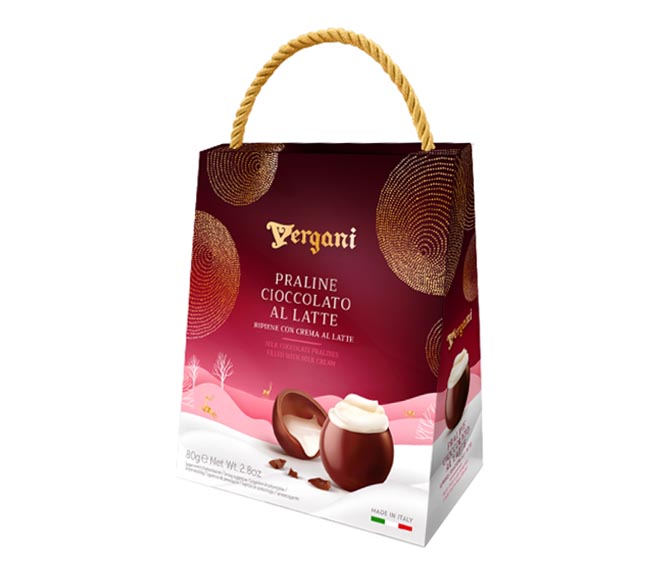 VERGANI Gift Bag Milk Chocolate Pralines 80g – Milk Cream