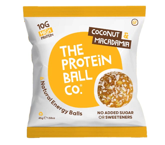 THE PROTEIN BALL CO natural energy balls 6×7.5g (45g) – Coconut Macadamia