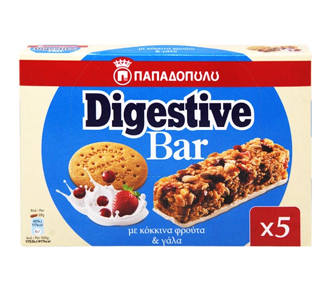 PAPADOPOULOS Digestive bar with red fruits & milk 5x28g