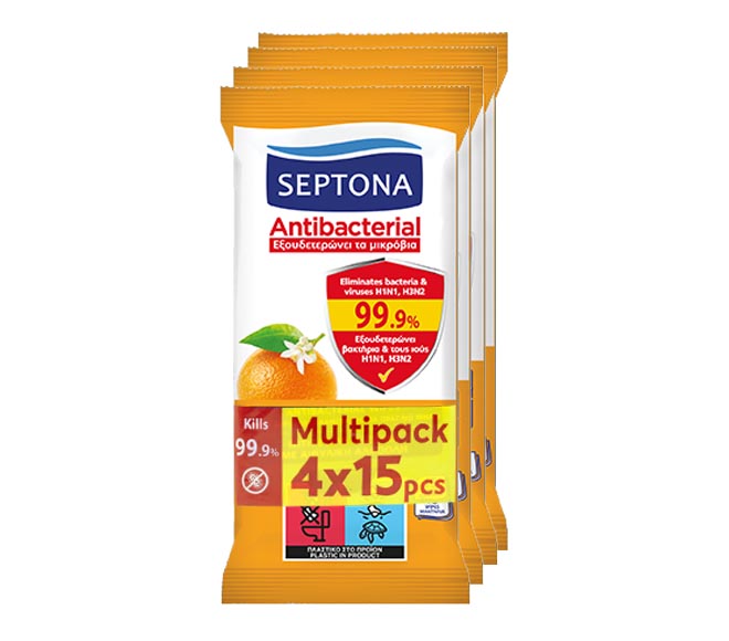 SEPTONA wipes antibacterial orange 4x15pcs – with ethyl alcohol