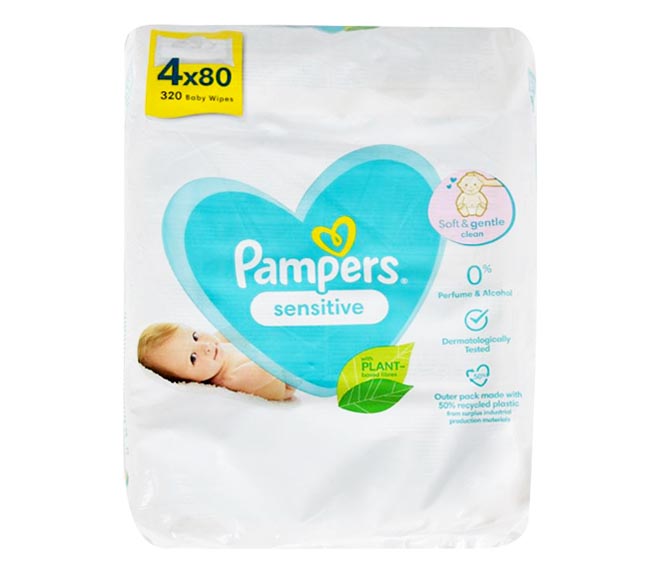 PAMPERS baby wipes 320pcs 4x80pcs – Sensitive